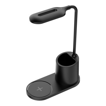 Lampe de table LED/3W/5V avec charge sans fil noir