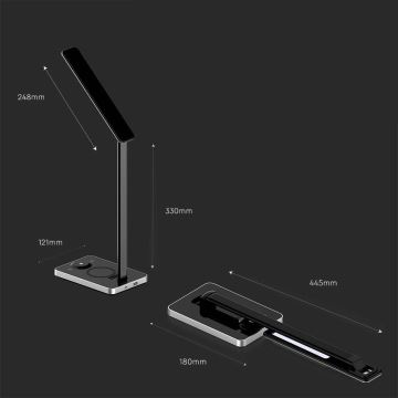 Lampe de table LED tactile à intensité variable à recharge sans fil LED/7W/5V 3000-6500K USB noire