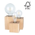 Lampe de table VINCENT 3xE27/15W/230V chêne - certifié FSC