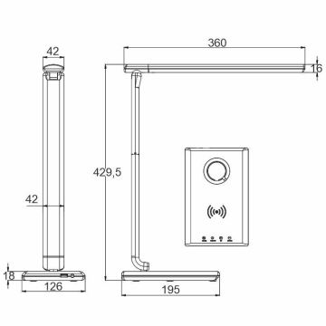 Lampe de table LED tactile à intensité variable avec chargement sans fil MEGGIE LED/8W/230V + USB