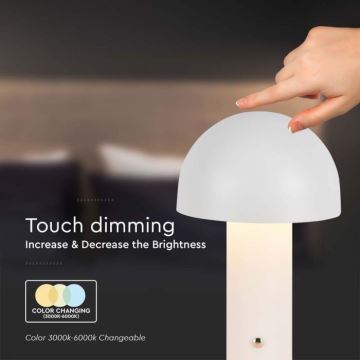 LED Lampe de table tactile rechargeable et à intensité variable LED/1W/5V 3000-6000K 1800 mAh blanc