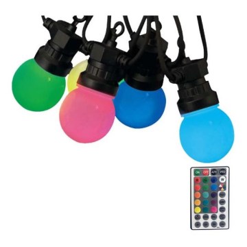 LED RGB Guirlande extérieure STRING 13 m 15xLED/0,5W/230V IP44 + télécommande