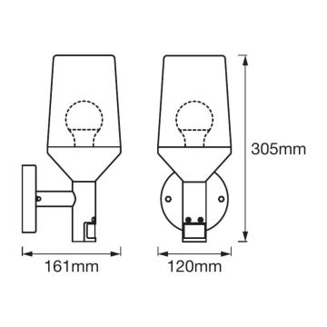 Ledvance - Applique murale extérieur avec capteur CALICE 1xE27/60W/230V IP44