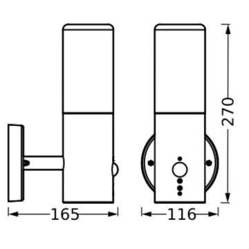 Ledvance - Applique murale extérieure avec détecteur FIGO CYLINDER 1xE27/20W/230V