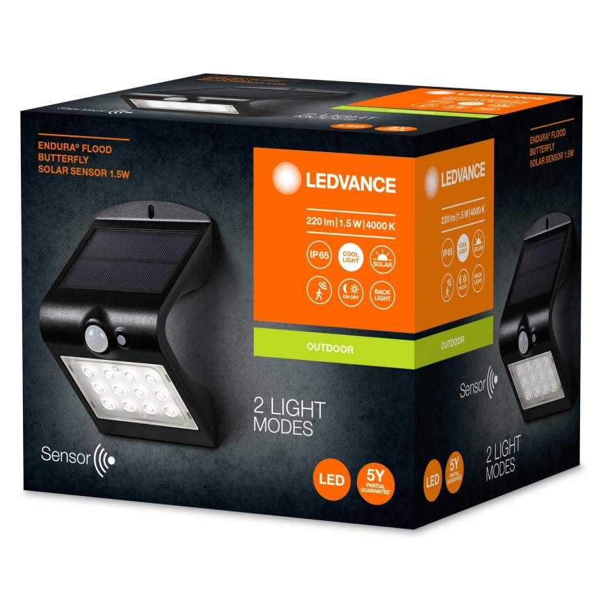 Ledvance- Applique murale solaire avec détecteur BUTTERFLY LED/1,5W/3,7V IP65