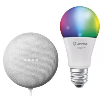 Ledvance - Enceinte intelligente Google Nest Mini + Ampoule LED SMART+ A60 E27/60W/230V