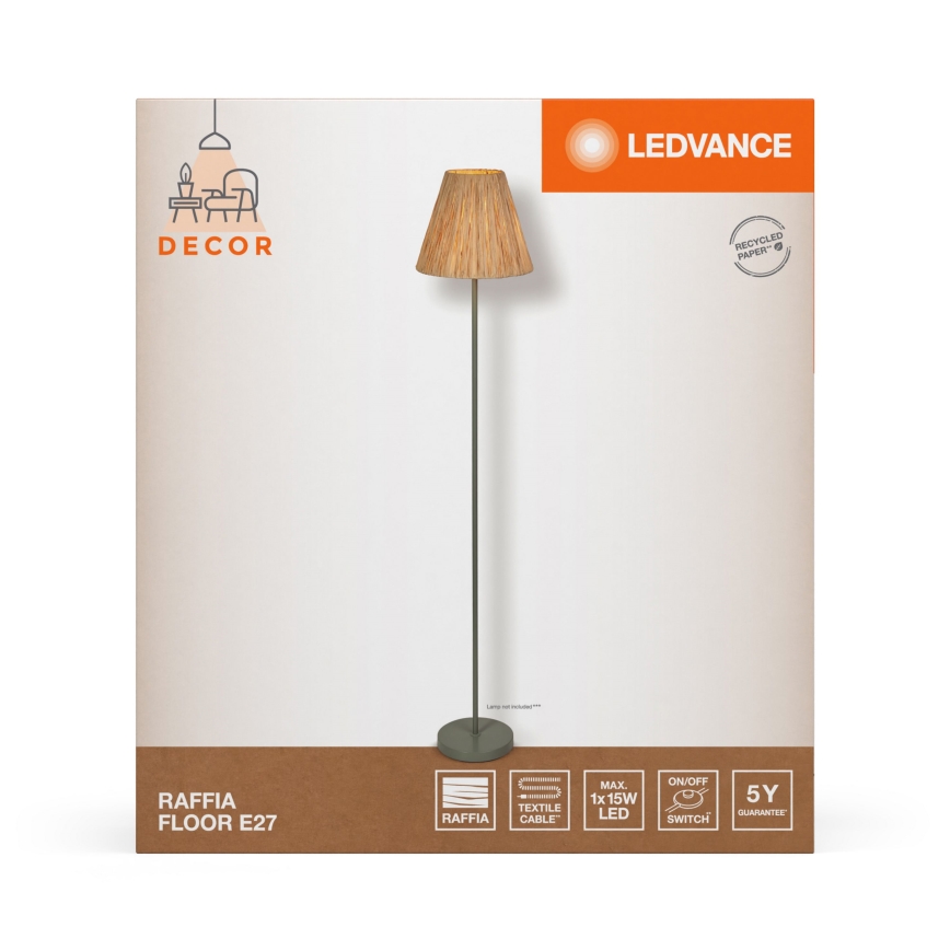 Ledvance - Lampadaire DECOR RAFFIA 1xE27/15W/230V pelote de raphia