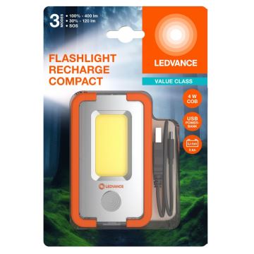 Ledvance - Lampe torche rechargeable LED avec batterie portative FLASHLIGHT LED/4W/5V 3000mAh IPX2