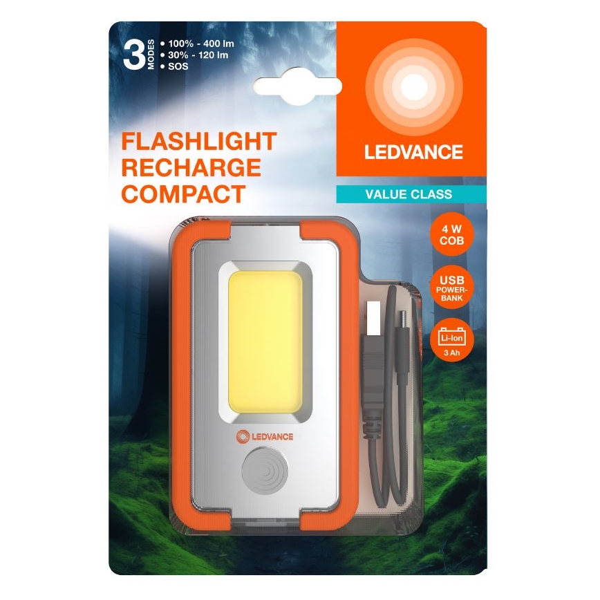 Ledvance - Lampe torche rechargeable LED avec batterie portative FLASHLIGHT LED/4W/5V 3000mAh IPX2