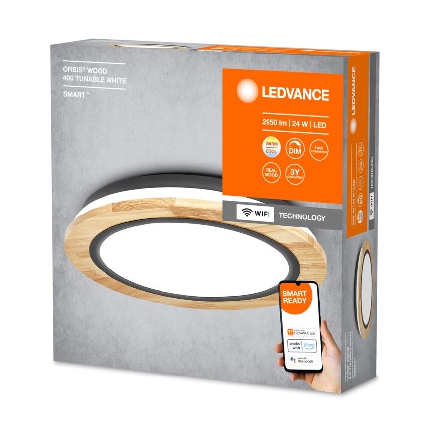 Ledvance - Plafonnier à intensité variable SMART+ ORBIS WOOD LED/24W/230V 2700-6500K chêne Wi-Fi