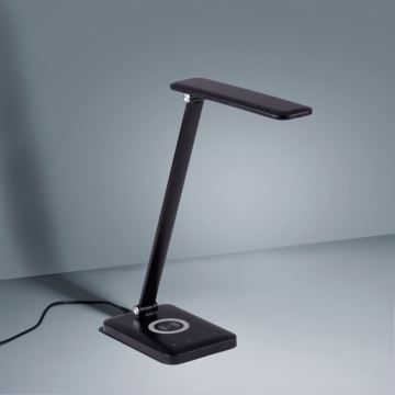 Leuchten Direkt 14415-18 - Lampe de table à intensité variable avec chargeur sans fil LED FLORENTINA LED/5W/230V 3000-5000K noire + USB