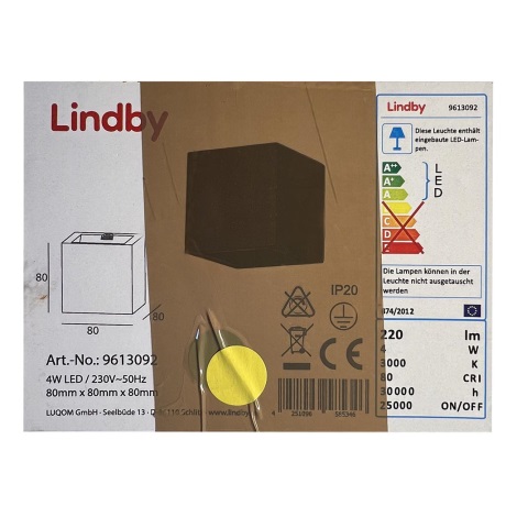 Lindby - Applique murale QUASO LED/4W/230V béton