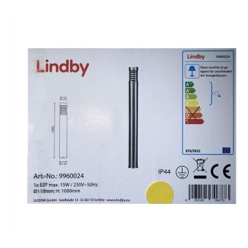 Lindby - Lampe d'extérieur ENJA 1xE27/15W/230V IP44