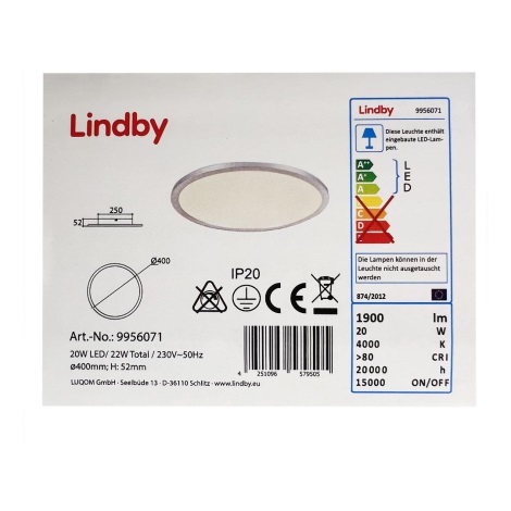 Lindby - Plafonnier LED LEONTA LED/20W/230V