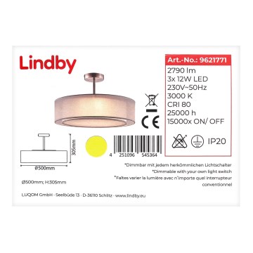 Lindby - Suspension à intensité variable LED PIKKA 3xLED/12W/230V