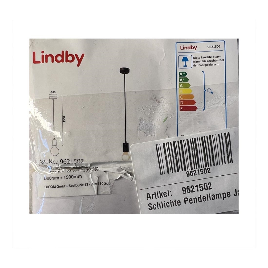 Lindby - Suspension filaire à intensité variable JAKE 1xE27/60W/230V