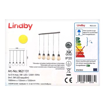 Lindby - Suspension filaire à intensité variable LED BADO 5xLED/5W/230V