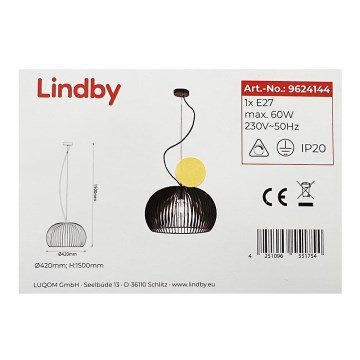 Lindby - Suspension filaire JURSA 1xE27/60W/230V