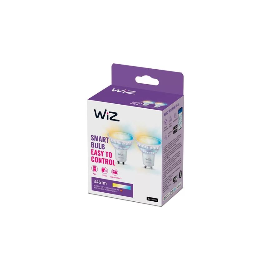 LOT 2x Ampoule à intensité variable LED PAR16 GU10/4,7W/230V 2700-6500K CRI 90 Wi-Fi - WiZ