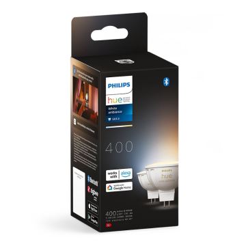 LOT 2x Ampoule à intensité variable LED Philips Hue White Ambiance GU5,3/MR16/5,1W/12V 2200-6500K