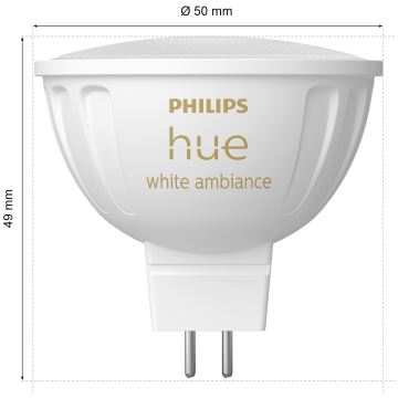 LOT 2x Ampoule à intensité variable LED Philips Hue White Ambiance GU5,3/MR16/5,1W/12V 2200-6500K