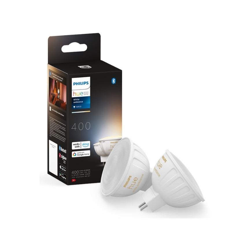 LOT 2x Ampoule à intensité variable LED Philips Hue White Ambiance GU5,3/MR16/5,1W/12V 2200-6500K