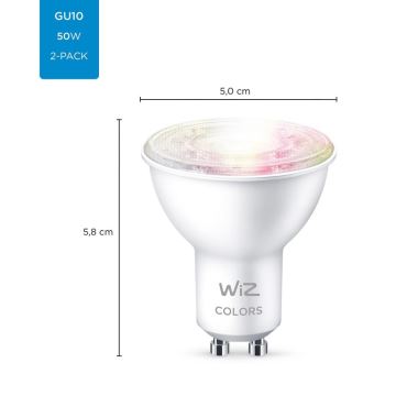 LOT 2x Ampoule à intensité variable LED RGBW PAR16 GU10/4,7W/230V 2200-6500K Wi-Fi - WiZ