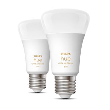 LOT 2x Ampoule LED à intensité variable Philips Hue WHITE AMBIANCE E27/6W/230V 2200-6500K