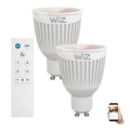 LOT 2x Ampoule RGBW à intensité variable GU10/6,5W/230V 2200-6500K Wi-Fi + Télécommande - WiZ