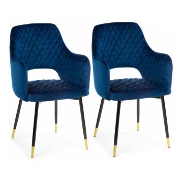LOT 2x Chaises de salle à manger SENKO bleues