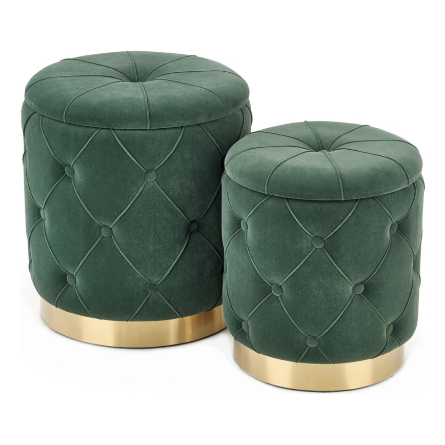 LOT 2x Tabouret POLLY d. 40/44 cm vert/doré