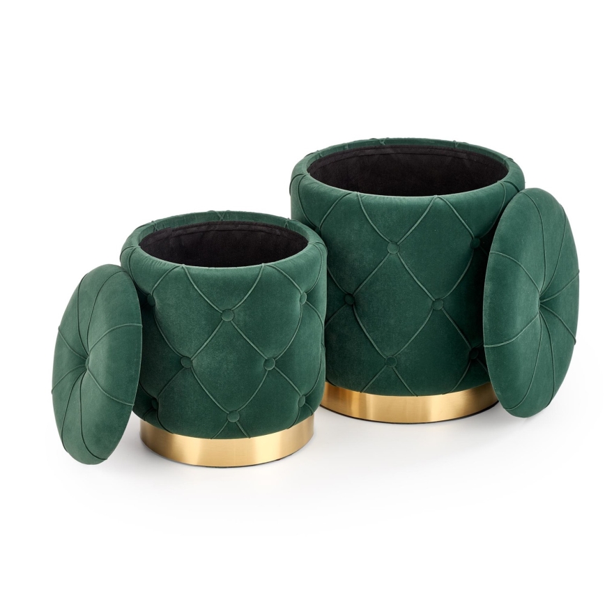 LOT 2x Tabouret POLLY d. 40/44 cm vert/doré