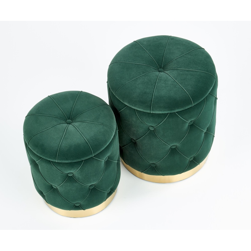 LOT 2x Tabouret POLLY d. 40/44 cm vert/doré