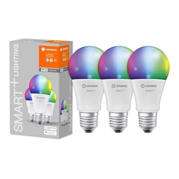 LOT 3x Ampoule à intensité variable LED RGB SMART+ E27/14W/230V 2700K-6500K Wi-Fi - Ledvance