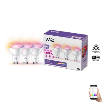 LOT 3x Ampoule à intensité variable LED RGBW GU10/4,7W/230V 2200-6500K CRI 90 Wi-Fi - WiZ