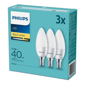Lot 3x Ampoule LED Philips E14/5,5W/230V 2700K