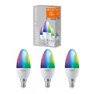 LOT 3x Ampoule LED RVBB à intensité variable SMART + E14 / 5W / 230V 2700K-6500K - Ledvance