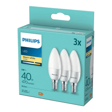 LOT 3x Ampoules LED Philips B35 E14/5W/230V 2700K