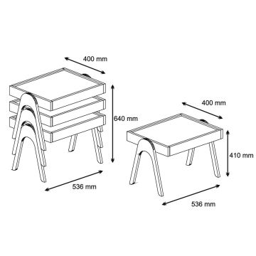 LOT 3x Table d