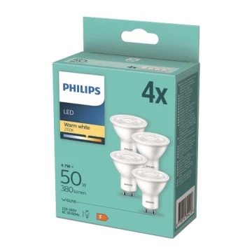 LOT 4x ampoule LED Philips GU10/4,7W/230V 2700K