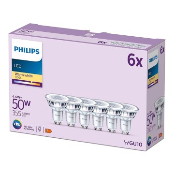 LOT 6x Ampoule LED Philips GU10/4,6W/230V 2700K