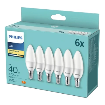 LOT 6x Ampoules LED Philips B35 E14/5W/230V 2700K