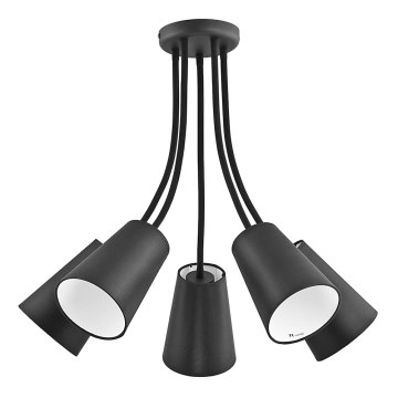 Lustre avec tige WIRE BLACK 5xE27/60W/230V