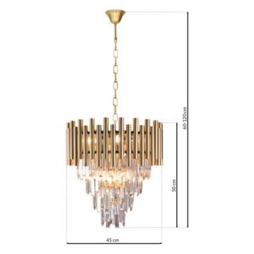 Lustre en cristal sur chaîne MADISON 9xE14/40W/230V doré