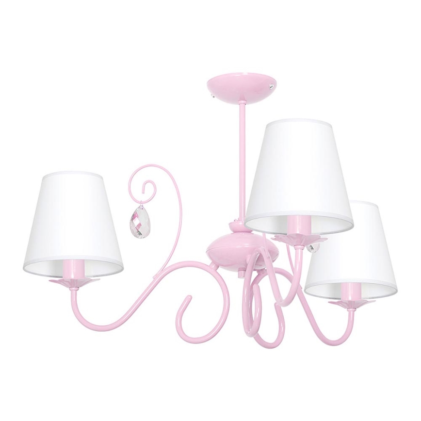 Lustre enfant LAURA 3xE14/60W/230V rose clair