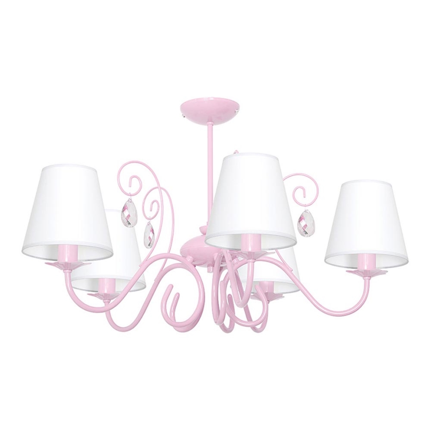 Lustre enfant LAURA 5xE14/60W/230V rose clair