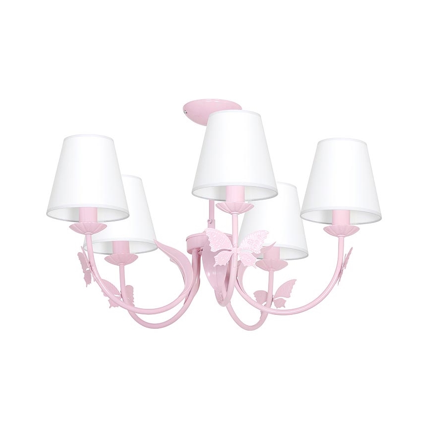 Lustre enfant PAPILLON 5xE14/60W rose