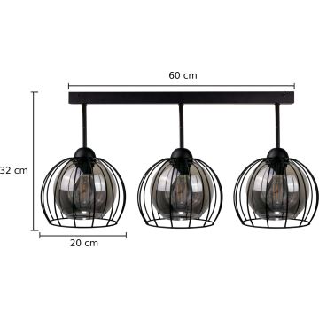 Lustre monté en surface SOLO BLACK 3xE27/60W/230V