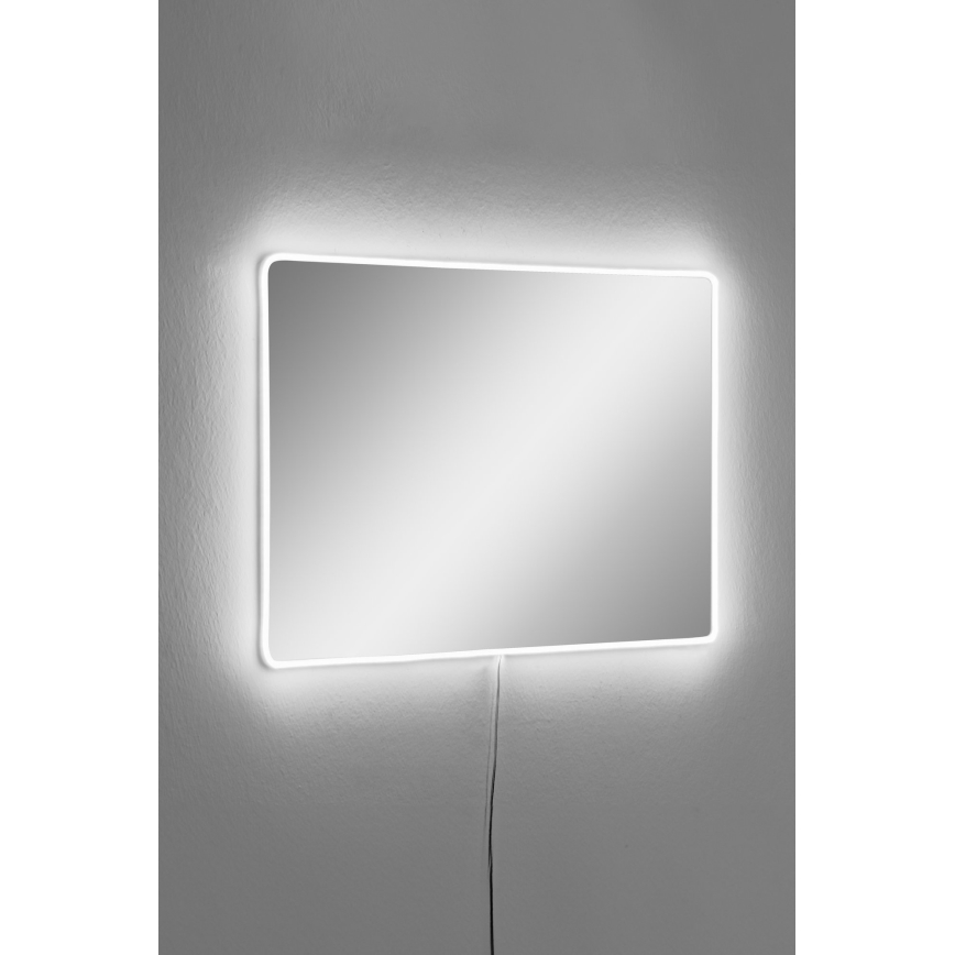 Miroir mural avec un rétroéclairage LED RECTANGULAR 60x40 cm blanc