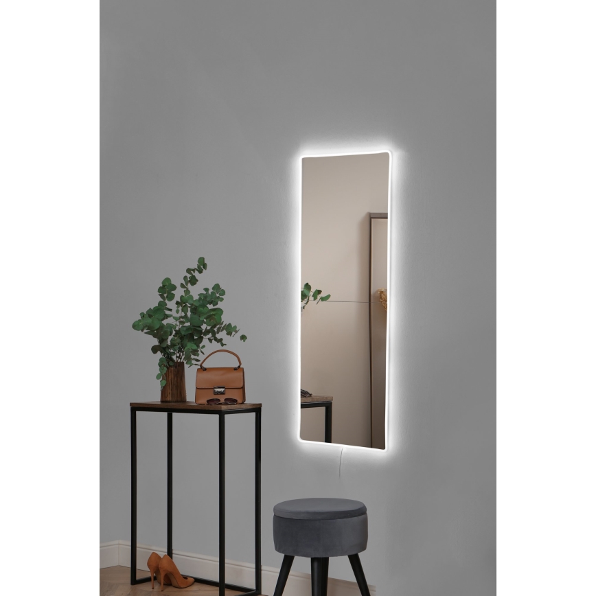 Miroir mural avec un rétroéclairage LED RECTANGULAR 80x20 cm blanc